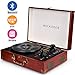 Produktbild BoxLegend Turntable Vinyl Plattenspieler Koffer Vintage Retro Bluetooth USB Nostalgie Schallplattenspieler mit Lautsprecher Riemenantrieb Aux-In RCA 33/45/78 U/min tragbar Holz Rot