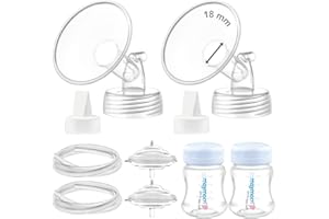 Maymom Pièces pour tire-lait compatibles avec Spectra S2 S1 – Kit de remplacement avec téterelle 18 mm, valve bec de canard, tuyau, biberon, protecteur anti-retour – Non original