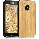 kwmobile Hülle für Motorola Moto G5 - Case Handy Schutzhülle Bambusholz auf Kunststoff - Hardcase Cover Hellbraun