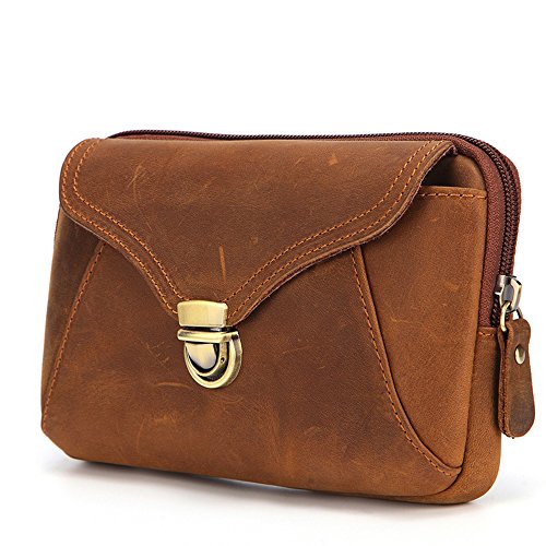 Preisvergleich Produktbild Echtes Leder Gürteltasche, Handy Gürteltasche, Leder Handy Holster Brieftasche, Vertikale Hüfttasche Geldbörse Clutch Bag Für Männer / Frauen