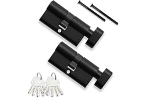 Bwintech 2 piezas alike 30T/30 mm núcleo de latón europeo con llave, 60 mm cerradura núcleo de latón con 5 teclas de latón horizontales, anti recogida, anti colisión, superficie negra