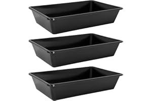 Petigi 3X Wanne aus Kunststoff Plastik Schüssel 20 L Staubbad Sandbad Plastikwanne Fusswanne Badewanne Kunststoffwanne eckig 60x40x12 cm Schwarz Aufbewahrung