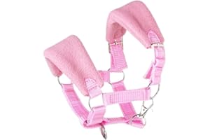 Panduro Hobby Horse con cavezza foderata in pile per cavalli, con nasello e collo imbottito, ideale per cavalli hobby, in pile rosa