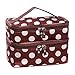 Make Up Pouches Storage, Koly® Lady's Dot Pattern Double Layer Cosmetic Bag Travel Toiletry Makeup Bag (Brown)