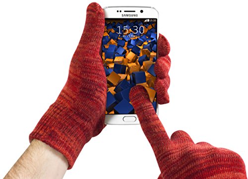 Preisvergleich Produktbild mumbi Touchscreen Handschuhe M für kapazitive Displays rot orange meliert