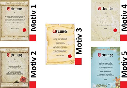 Ruhestand Urkunde persönliche Geschenk Karte zur Rente Abschied Berufsleben Pergament div. A4 Papier Motive - 7