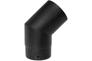 VIT SMOOTH Black Stove Pipe - 150mm (6inch) Vitreous Enamel 45 Degree Elbow Award Winner 12 Year Warranty