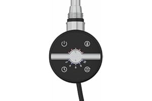 Warmehaus Touch Screen Thermostatic Electric Heating Element with Timer LCD Display Dual Fuel for Bathroom Heated Towel Rails and Radiators Black 1000W