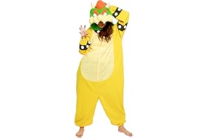 SAZAC Super Mario Bros - Jednoczęściowy kombinezon na Halloween (Bowser), Brązowy, Adult One Size Fits All