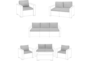 KD HOME EVERYTHING YOU NEED Outdoor Keter Allibert California Ratten Chair Cushion | Garden Furniture Sofa Armchair Pads | Lightweight and Durable, Made in England (Grey, Armchair Set - 2 Pcs)
