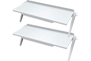 MEETOZ 2 estantes superiores ajustables para pantalla de TV, estante superior para monitor de computadora, soporte para teléfono celular, cajas de cables, cámara, cajas multimedia, controles remotos