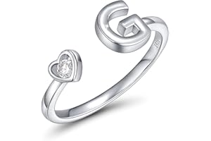 CRYSLOVE Anelli Donna Argento 925 Iniziale Dalla A Alla Z di Anello Aperto Regolabile Cuore Zirconi Lettera Impilabili Anello,Gioielli Regalo di Natale di Halloween