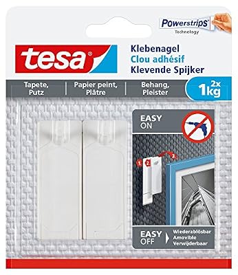 Tesa 77773-00-00 Lot de 2 Clous adhésifs pour papier peint 1 Kg
