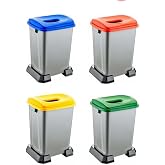 Geri D&ouml;n&uuml;ş&uuml;m Kutusu Kağıt Atık Plastik Atık Cam ve Sıfır Atık Kutuları 4 l&uuml; Set 50 Lt &Ccedil;ok Renkli