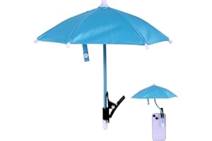 BOXOB Pince Parapluie de Téléphone, Pare-Soleil pour Téléphone Portable Réglable Mini-Couverture Pare-Soleil pour Protéger L'Écran de Votre Mobile Portable du Soleil Pluie (Bleu)