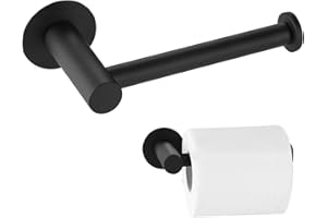BIBERTY Portarrollos Papel higienico Adhesivo Negro Mate para baño - Soporte Papel higienico Adhesivo - Portarrollos baño sin Taladro - Accesorios baño sin Taladro Negro - Porta Papel higienico de baño
