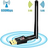 Wlan Adapter, USBNOVEL 600Mbit/s Wlan Stick, Dual Band (5Ghz 433mbps/2.4Ghz 150mbps) Wireless USB Wifi Adapter mit Antennenbuchse und abnehmbarer Antenne für Windows XP / Vista /2000 / 7 / 8 / 8.1 /10 Mac Os X 10.4-10.12