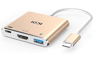 ICZI Adaptateur USB C HDMI 4K Adaptateur HDMI USB-3.0 USB C HDMI Or Rose Peut être connecté à la plupart des appareils tels que MacBook Pro 13/15/16 2020-2016, nouveau Mac Air/Surface, ChromeBook, etc