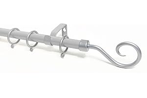 LISTER CARTWRIGHT 16-19 mm Extendable Metal Curtain Pole Rods Voile Easy Fitting Crook Satin Steel 70-120 cm