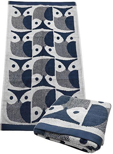 Orla Kiely OWL Marine Blue 100% Cotton 580GSM Bathroom Hand Towel W70CM X L125CM