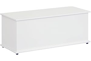 HOMCOM 113L Storage Chest, Storage Box with Flip-Top Lid and 2 Safety Hinges, Storage Trunk for Living Room, Entryway, 100 x 40 x 40 cm, White