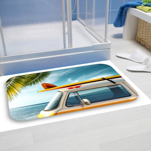 Tapis-de-Salle-de-Bain-Motif-Planche-de-Surf-Super-Absorbant-Polyester-Multicolore-60-x-40-cm