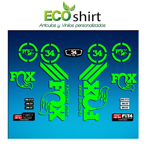 Ecoshirt MH-30B3-TFVX Stickers Fork Fox 34 Am65 Aufkleber Decals Autocollants Stickers Fourche Gabel Fourche, Vert Fluo