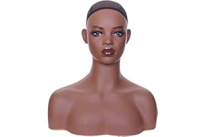 JINGFA Mannequin Head with Shoulders - Realistic Display and Styling for Wigs, Jewelry, and Clothing - Durable Design for Salon, Shop, or Home Use