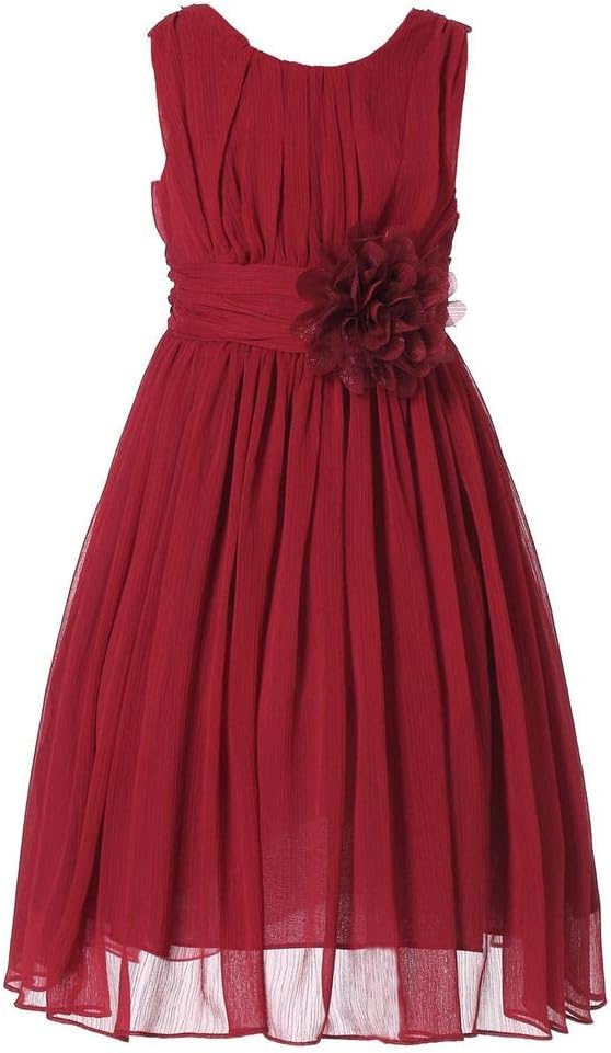 HAPPY ROSE Junior Bridesmaids Little Girls Elegant Ruffle Chiffon Summer Flowers Girls Dresses
