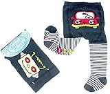 Baby Fun Bum Tights (0-6 Months, Navy Robot)