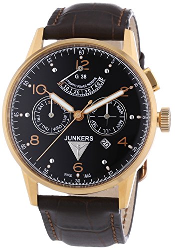 Junkers 69645-Men's Automatic Watch Analogue with Luminous hands Brown Leather Strap