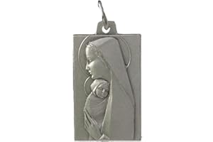 I G J MEDALLA DE LA VIRGEN CON EL NIÑO JESÚS - HECHA EN ESTILO ANTIGUO ITALIANO