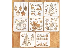 ‎O-KINEE Schablonen Weihnachten, 8 Stück Zeichenschablonen Malschablonen aus Kunststoff, Stencil Schablonen Wiederverwendbar für Scrapbooking Fotoalbum, DIY Geschenkkarten, Geschenke Weihnachten Kinder