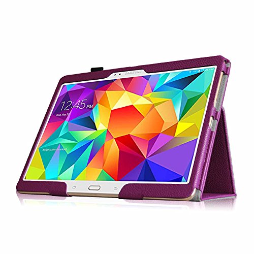 Invero® Premium Hülle Ledertasche umfasst Ständer Feature, Displayschutzfolie und Eingabestift Kugelschreiber für Samsung Galaxy Tab S 10,5 Zoll SM-T800 (Lila / Purple) - 4