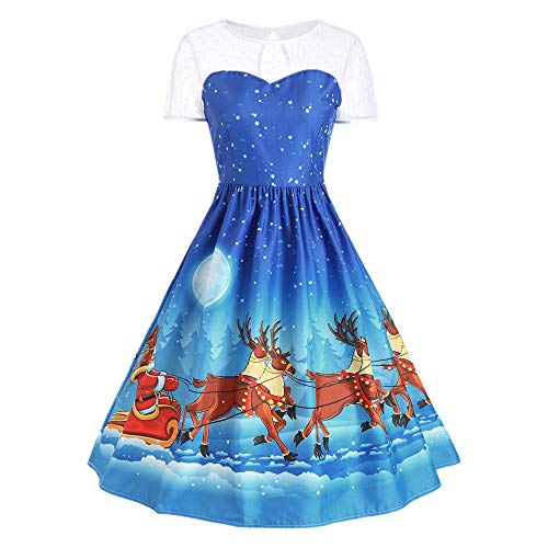 Kobay Vintage 1950'S Audrey Hepburn Pin-Up Robe De SoiréE Cocktail,Femmes Halloween De noël Party Retro Manches Courtes Une Ligne Robe