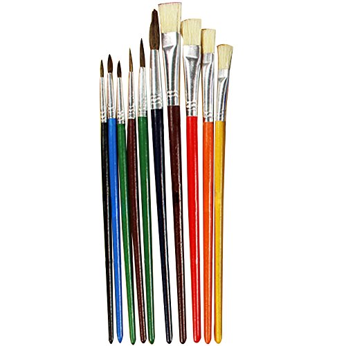 COM-FOUR Künstler-Mal-Set für den Kunstunterricht mit 6 Farbtöpfe + Pinselbecher + 8 Künstlerpinsel + Mischpalette - 3