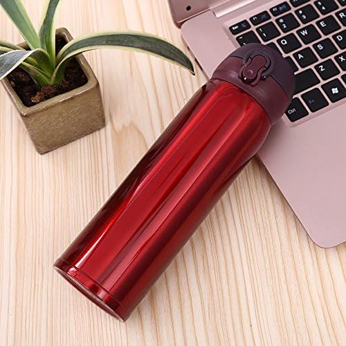 FunRun 500ml Vacuum Insulated Travel Coffee Mug, Water Bottle/Insulated Stainless Steel Flask/Vacuum Insulated Bottle/Beverages Container-Leakproof Design &amp; Easy Opening for Outdoor Sports &amp; Home Uses Winter Autumn, Red