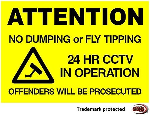 NO FLY TIPPING OR DUMPING - SIGN (Option 7 600x400x3mm Aluminium Dibond)