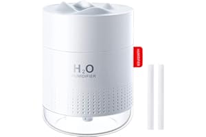VINTONEY Humidificateur d'Air 500ml, Humidificateur d'air Chambre Ultra Silencieux, Purificateur d'air Portable, avec LED Veilleuse, Arrêt Automatique sans Eau pour Salon Chambre de Bébé Enfants, Blanc