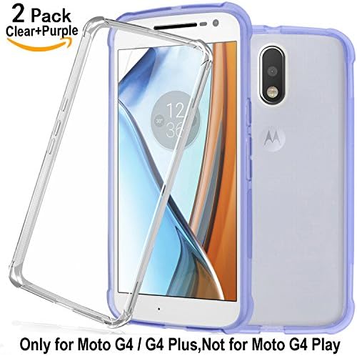 Shalwinn [2 PACK] Moto G4 Case, Moto G4 Plus Case, [Lightweight] [Anti Scratch] Premium TPU Case for Motorola Moto G 4th Generation / Moto G Plus 4th Generation (Crystal Purple+Crystal Clear)