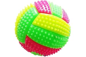 Beito Cane a Sfera di Massaggio a Spiky Masticare Palla da Calcio Pallone a Forma di Luce a LED Lampeggiante per Bambini Giocattolo per Animali Domestici 6,5 cm (Colore Casuale)