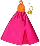  Barbie Original Mattel FKT08 Mode, Kleidung, Kleid - Abendkleid, Cocktailkleid in pink-orange, glitzernd, inkl. Handtasche und Armband