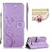 Produktbild für Samsung Galaxy A3 (2015) Hülle Leder ,SKYXD Drucken Schmetterling Blumen Prägung Motiv PU Folio Ledertasche [ Standfunktion / Magnetverschluss / Kartenfächer] Einfarbig Handyhülle 3 in 1 Handytasche mit Krone Staubstecker + Eingabestift für Samsung Galaxy A3 2015 Schutzhülle - Licht Lila
