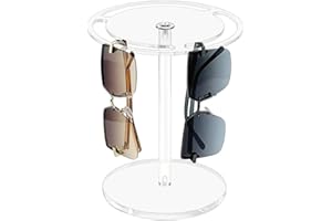 Hjjnmo Présentoir à Lunettes Rotatif à 360,PrésentoirDe Lunettes en Acrylique Support pour Lunettes De Soleil,Acrylique,Support Rotatif pour Lunettes，pour Ranger Les Lunettes De Soleil (Transparent)