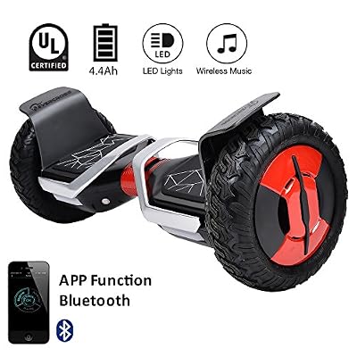 EVERCROSS Hoverboard Phantom 10" Skateboard Éléctrique Batterie Samsung Smart Scooter Contrastes Couleurs Gyropode Auto-équilibrage avec Bluetooth (Noir)