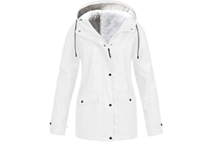 SoonerQuicker veste de pluie solide pour femmes outdoor plus imperméable à capuche imperméable coupe-vent enceinte poilue grande taille mode col v veste motard veste de sport en plein air imperméable