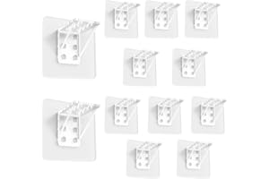 V&J Pack 12 Uds. Soporte Adhesivo para Estanterías sin Agujeros. Organizador Interior, Sujeta Baldas, Estantes y Armarios. (7cm x 7cm x 4cm)