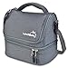 Produktbild LunchBots Duplex Insulated Lunch Bag - Dual Section Design Fits LunchBots Uno, Duo, Trio, Quad, Rounds, Bento Cinco Perfectly - Roomy Thermal Lunch Bag for Kids and Adults - Gray by LunchBots