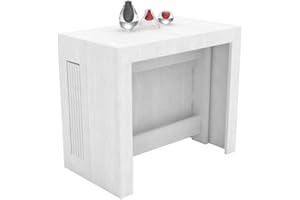 VE.CA.S.R.L. VE.CA - Tavolo Consolle Allungabile Karen - Con Porta Allunghe in Legno - Dimensioni: 90x51,5x77 a 300 cm - Colore: Bianco Frassinato - Arredo cucina, casa, design - Made in Italy