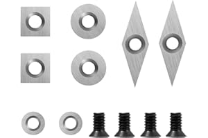 BAUSATZ 8 Pieces Lathe Turning Tools for Scraper Carbide Turning Tools Wood Lathe Chisels Wood Turning Metal Lathe Cutting Tools + 8 Pieces Extra Replaceable Blades + 1 pair Woodworking Leather Gloves